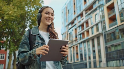 Canvas Print - The girl with headphones