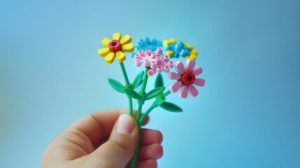 Aufkleber - Hand holding a bouquet Flower : Generative AI