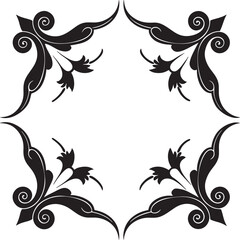 Wall Mural - abstract floral frame illustration black and white
