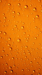 Drops of Water, Rain and Dew on Orange Background, Abstract Image, Texture, Pattern Background, Wallpaper, Background, Cover and Screen of Cell Phone, Smartphone, Computer, Laptop, Format 9:16 and 16: