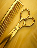 Golden scissors and comb