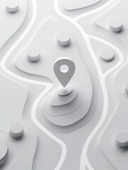 Poster - A minimalist and sleek image of a location pin on a modern 3D map. Perfect for navigation apps, travel services, and other location-based technology. Generative AI