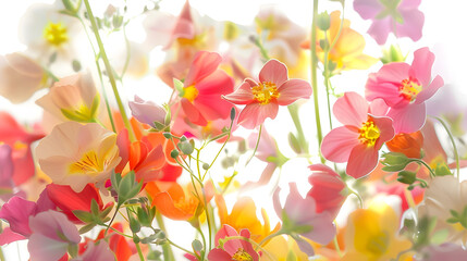 Poster - cute spring little colored flowers isolated on white background : Generative AI