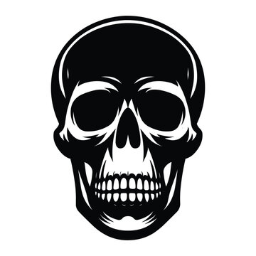 Black and white human skull silhouette vector illustration isolated on white background