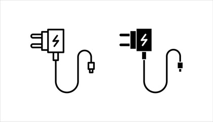 Mobile phone charger icon set. Outline mobile phone charger vector icon for web design isolated on white background. eps 10