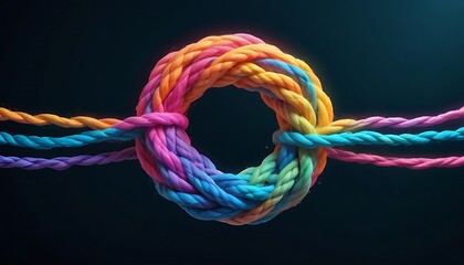 Team rope diverse strength connect partnership together teamwork unity communicate support. Strong diverse network rope team concept integrate braid color background cooperation empower power.