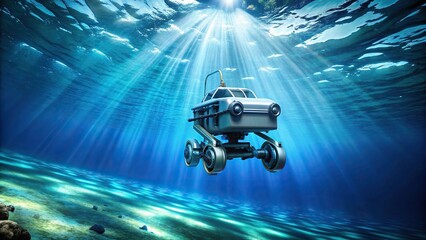 Wall Mural - Water robot exploring the ocean depths, marine, technology, underwater, exploration, robotics, mechanical