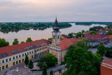 Wall Mural - Aerail view about Rackeve, a small town in Hungary which located about 50 kilometers south of Budapest, on Csepel Island, along the Rackeve-Danube branch