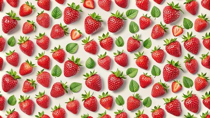 Poster - Seamless strawberry pattern background, strawberry, red, fruit, sweet, pattern, background, textured, fresh, colorful, juicy