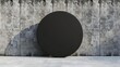 © Bijac - round black signboard mockup on outdoor wall blank logo design template 3d illustration