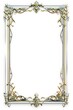 © Worrapol - Elegant medieval fantasy rectangular frame with gold and silver decorations, transparent background, vector art style, white blank space in the center of the page for writing text