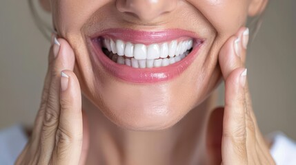 senior woman smiling with confidence after dental veneers or dentures procedure showcasing improved 