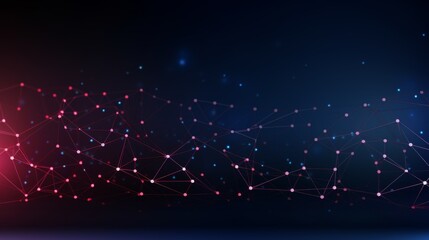 Sticker - An abstract visualization of red and blue network connections against a dark background, symbolizing the interconnectedness of modern digital communication systems.