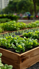 Sticker - A garden with many plants in wooden boxes