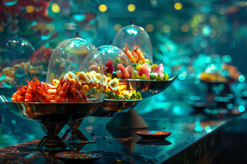 Impressionistic Gathering of Asian Cuisine: Diverse Dishes Showcasing Culinary Heritage | Underwater Cities Exploration