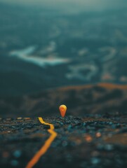 Fototapete - A clean and modern background image featuring a single location pin placed on a detailed map. Perfect for navigation apps, travel services, and location-based content. Generative AI
