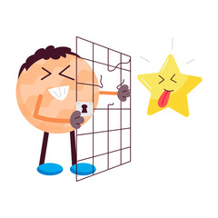 Sticker - Emoji breaking boundary for success, flat sticker 

