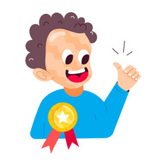 Sticker - Latest flat sticker of winning emoji 

