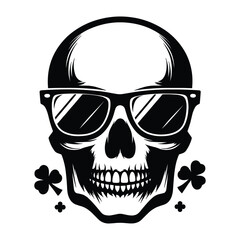 Poster - Skull wearing sunglass silhouette vector illustration isolated on white background