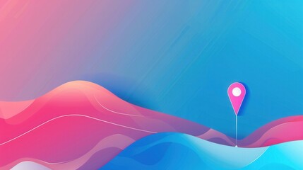 Fototapete - A minimalist illustration of a location pin on a modern, clean gradient background. Perfect for navigation apps and travel services. Generative AI