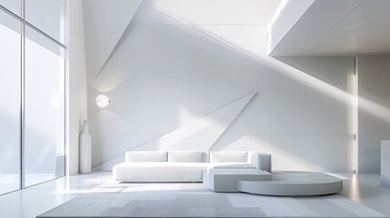 Wall Mural - Abstract, white, interior, polygonal. Generative AI