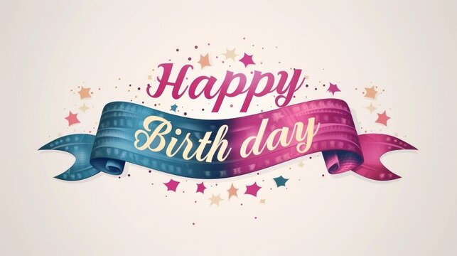 Vector illustration of a ribbon with the title Happy Birthday