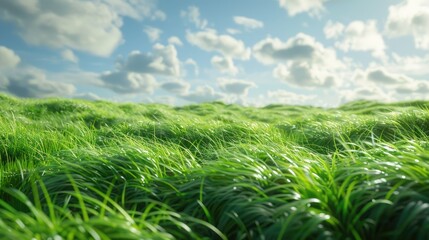 Canvas Print - Green grass, summer sky. Generative AI