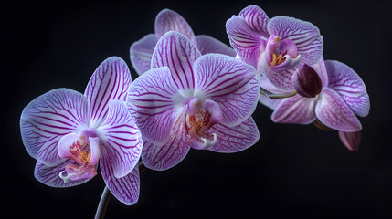 Poster - Phalaenopsis  flowers  on black  isolated background with clipping path Closeup For design Nature : Generative AI