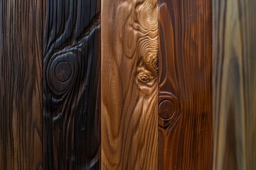 Wood background. Close-up of various textured wooden planks with distinct grains and patterns