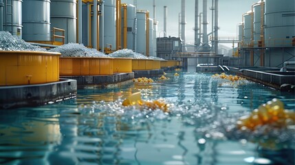 Aufkleber - The process of extracting oil from non-recyclable plastic waste using new technology. where plastics are heated, breaking down long-chain molecules into synthetic crude oil. Generative AI.