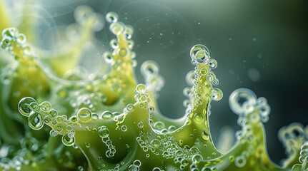 Poster - A close up Material Mockup of microalgae. Generative AI.