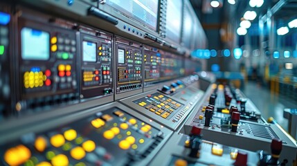 Aufkleber - Close-up view of a recycling facility control room, monitoring the recycling process through screens and controls. Generative AI.