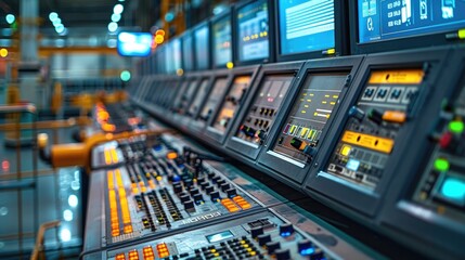 Aufkleber - Close-up view of a recycling facility control room, monitoring the recycling process through screens and controls. Generative AI.
