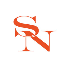 Fototapete - Letter Sn or Ns initial classic typography modern unique monogram logo.