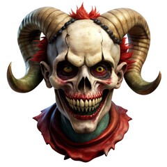 Wall Mural - Skull face fool clown jester isolated realistic 3D render.