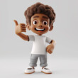 © javaistan - Happy Afro boy giving thumbs up 3D style isolated on blank background
