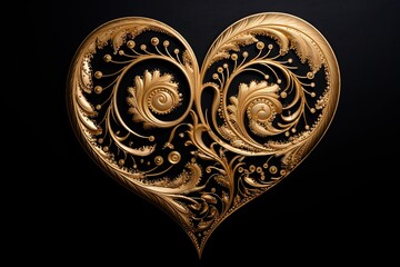  Mesmerizing Love: red, Golden Heart on a Black Canvas