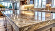 © lovetnihouse - Modern kitchen with marble countertops and stylish lighting.