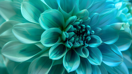 Poster - Dahlia turquoisegreen flower  Macro  Nature : Generative AI
