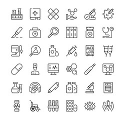 Wall Mural - Medical tools icons set. Vector line icons. Black outline stroke symbols