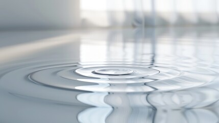Wall Mural - Minimalist wallpaper of a milk puddle on a white surface with delicate ripples and reflections adding tranquility