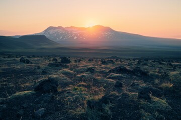 Wall Mural - Icelandic Volcanic Landscape at Sunset