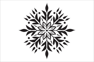Poster - snowflake silhouettes collection isolated on white background. Flat snowflake icon.