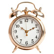 © Jammy - Classic vintage alarm clock with a metal frame and two bells, displaying the time against a white background. Perfect for time management concepts.