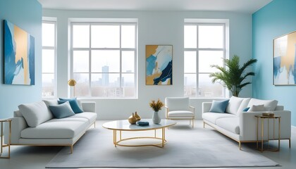 Wall Mural - white and gold theme modern interior design