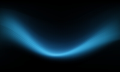 Poster - Abstract blue dots wave mesh motion technology data design modern futuristic vector background