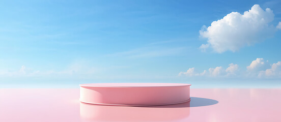  Background podium pink 3d product sky platform display cloud pastel scene render stand. Pink podium stage minimal abstract background beauty dreamy space studio pedestal smoke showcase geometric whit