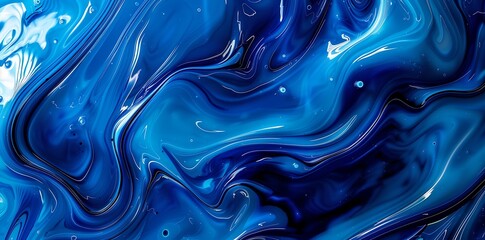 Wall Mural - Abstract blue liquid background with wavy shapes and fluid lines, creating an elegant and modern wallpaper design. 
