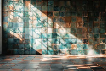 Poster - Moving tile wall on light background: aesthetic picture
