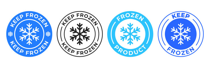 Wall Mural - Keep frozen label. Keep refrigerated vector illustration. Stay cold freezer stamp. Temperature sign. Snowflake emblem. Product cardboard box print design.